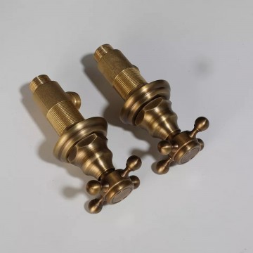 Hendels nostalgisch bronskleurige muurkaan wastafelkraan