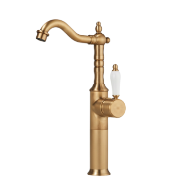 Hoge landelijke keuken wastafelmengkraan brons