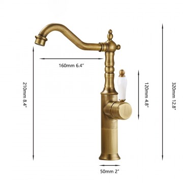 Hoge landelijke keuken wastafelmengkraan brons 2