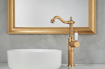 Hoge landelijke keuken wastafelmengkraan brons 2