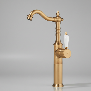 Hoge landelijke keuken wastafelmengkraan brons 5