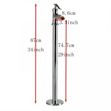 Vrijstaande bad-kraan Klassiek model geborsteld nikkel afgewerkt extra hoog
