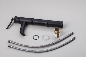 Nostalgische olie brons wastafel kraan met gehard glazen zwarte waskom