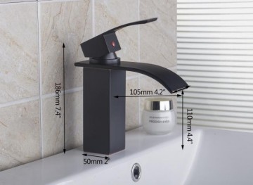 Retro waterval kraan voor wastafel Olie brons donker gekleurd