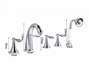 5-delige sierlijke chrome badkraan designkraan