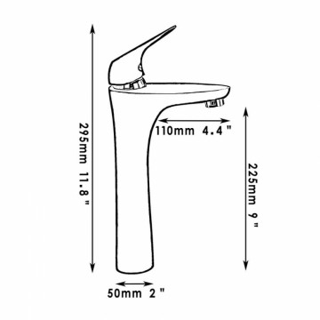 Moderne strakke zwarte wastafelkraan met elegante mond(uitloop)