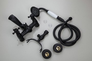 Nostalgische Oil bronzen / zwarte badkraan muurbevestiging inclusief handdouche