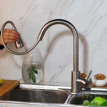 Keukenkraan geborsteld nikkel uittrekbaar