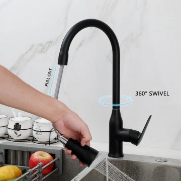 Keukenkraan zwart uittrekbaar 1