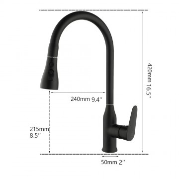 Keukenkraan zwart uittrekbaar afmetingen