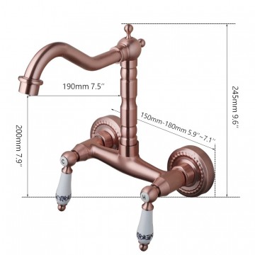 Koperkleurige landelijke muurkraan 10