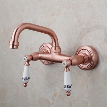 Koperkleurige landelijke muurkraan mengkraan 10