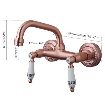 Koperkleurige landelijke muurkraan mengkraan 2