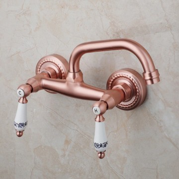 Koperkleurige landelijke muurkraan mengkraan 9