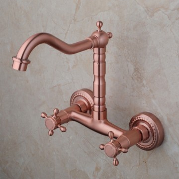 Koperkleurige messing wastafel kraan
