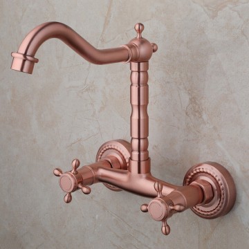 Koperkleurige messing wastafelkraan mengkraan