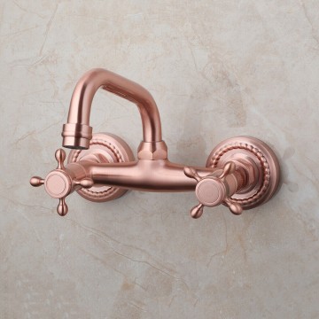 Koperkleurige muurkraan meng kraan