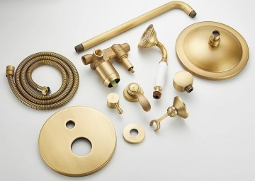 Landelijke bronskleurige inbouw doucheset 11