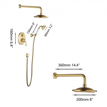 Landelijke bronskleurige inbouw doucheset 7