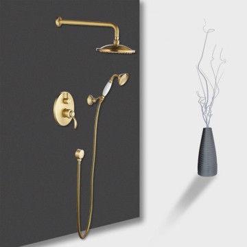 Landelijke bronskleurige inbouw doucheset 9