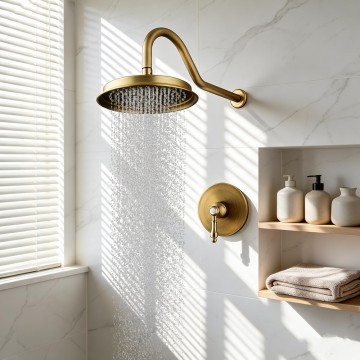 Landelijke bronskleurige inbouw mengdouche set regendouche 10