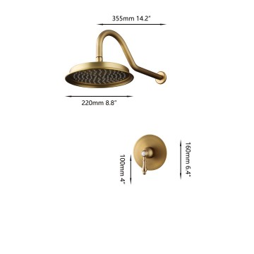 Landelijke bronskleurige inbouw mengdouche set regendouche 8