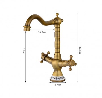 Landelijke bronskleurige mengkraan keukenkraan 3