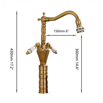 Landelijke bronskleurige mengkraan wastafelkraan 1