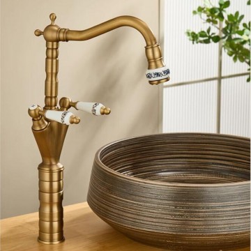 Landelijke bronskleurige mengkraan wastafelkraan 3