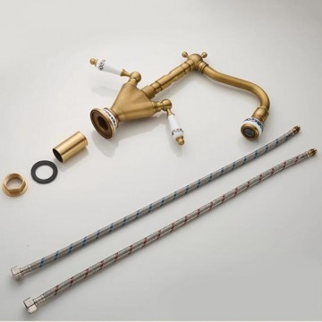 Landelijke bronskleurige mengkraan wastafelkraan 4