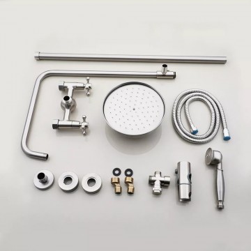 Landelijke geborsteld nikkel opbouw regendouche 2