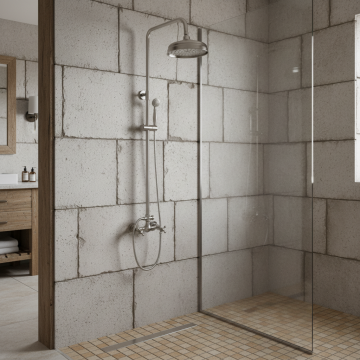 Landelijke geborsteld nikkel opbouwregendouche1