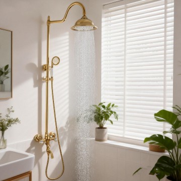 Landelijke goudkleurige opbouw regendouche 1