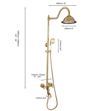 Landelijke goudkleurige opbouw regendouche 17