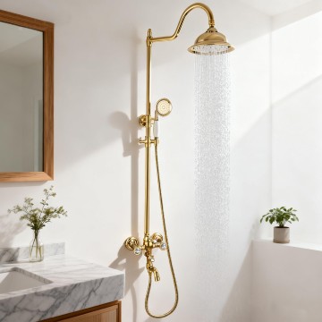 Landelijke goudkleurige opbouw regendouche 2