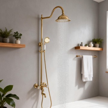 Landelijke goudkleurige opbouw regendouche 3