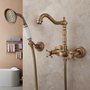 Landelijke kraan met handdouche bronskleurig