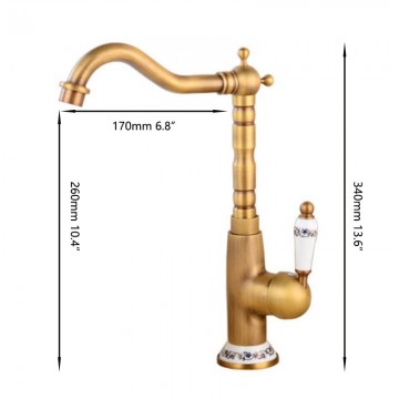 Landelijke nostalgische bronskleurige wastafelkraan hoog model 5