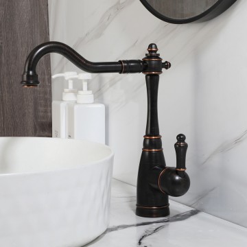 Landelijke olie bronzen wastafel mengkraan 14