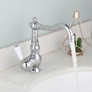 Landelijke wastafelkraan chroom met keramische schijven c161