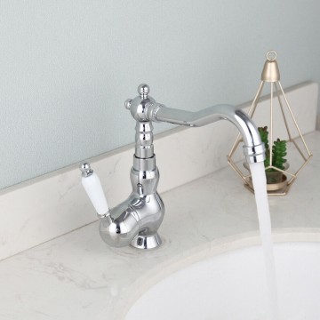 Landelijke wastafelkraan chroom met keramische schijven