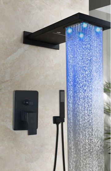Led waterval douche kop zwart