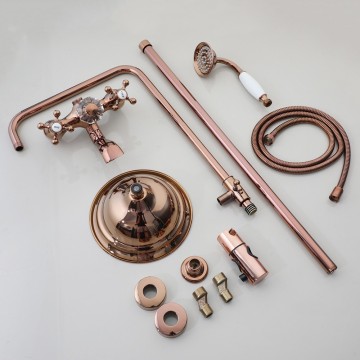 Luxe rose goudkleurige opbouw regendouche met badkraan 1