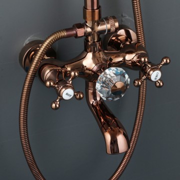 Luxe rose goudkleurige opbouw regendouche met badkraan 10