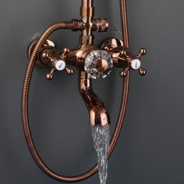 Luxe rose goudkleurige opbouw regendouche met badkraan 13