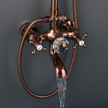 Luxe rose goudkleurige opbouw regendouche met badkraan 14
