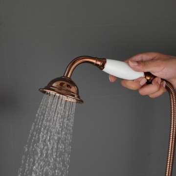 Luxe rose goudkleurige opbouw regendouche met badkraan 16