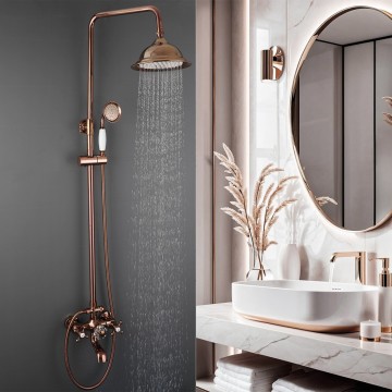 Luxe rose goudkleurige opbouw regendouche met badkraan 20