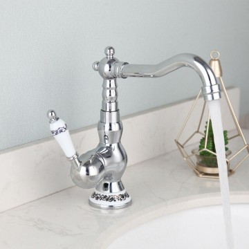 Mengkraan chroom retro model wastafelkraan