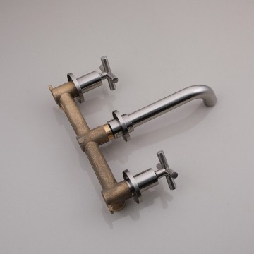 Mengkraan geborsteld nikkel muurkraan inbouw